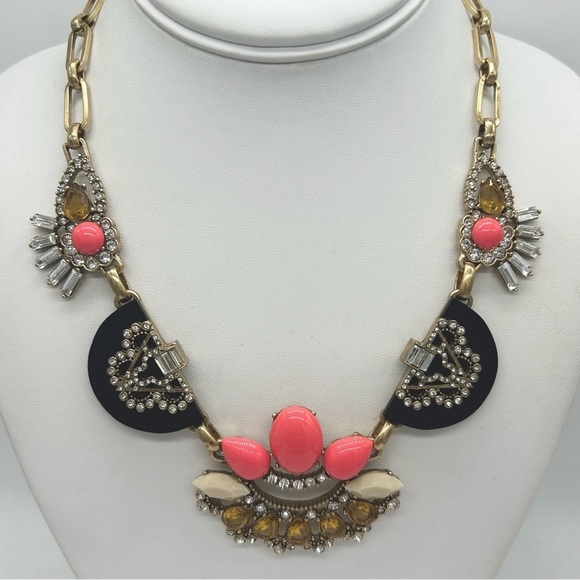 J. Crew Jewelry - J. Crew Navy and Coral Jeweled Necklace